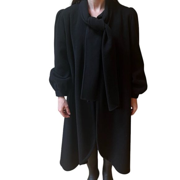 Vintage 1950’s Anglo Fabrics Black Wool Swing Coat - Picture 11 of 16